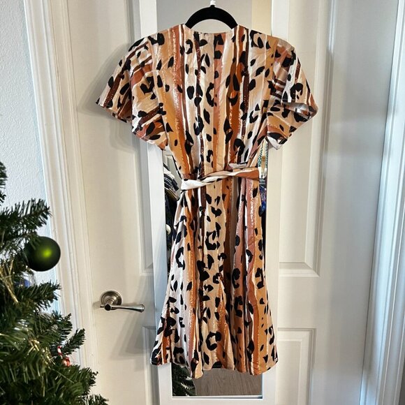37 NEW $160 Anthropologie HUTCH Blaise Wrap Mini Dress Sz XS Brown Motif - Picture 6 of 6